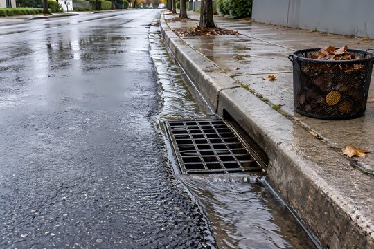 Cleared storm drain ready for heavy rain