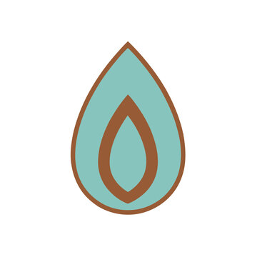 Abstract teardrop shape with brown outline