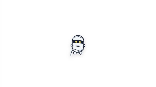 Cute halloween mummy character hand-drawn doodle animation walk cycle sprite sheet asset for spooky motion graphics design