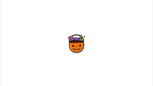 Jack-o-lantern pumpkin candy buckets halloween minimalist pixel art graphic illustration seamless pattern element for holiday backgrounds