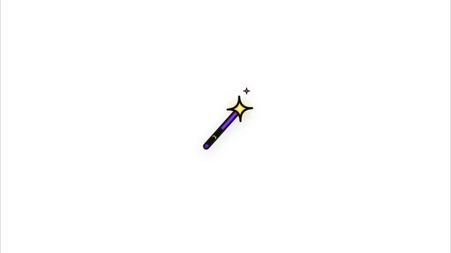 Purple magic wand with yellow sparkles halloween theme simple flat illustration style creative design asset for spooky celebration