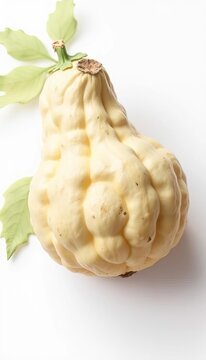 Bumpy single bitter gourd isolate on white background with natural texture, natural, single