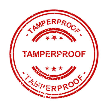 Tamperproof circular red stamp with stars illustration