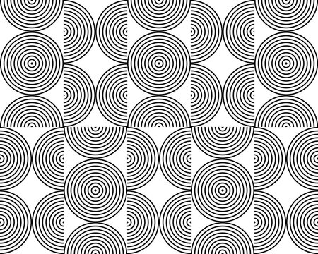 Abstract monochrome pattern of intersecting circles and geometric