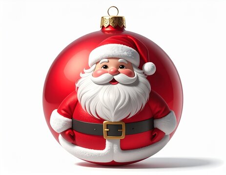 santa clause red ball ornament and ribbon, floating naturally 