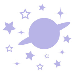 Saturn, galaxy png sticker, purple stars in flat design, transparent background © Rawpixel.com