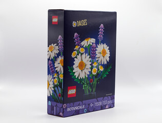 Fototapeta premium Bologna - Italy - September 17, 2026: A sealed box of lego botanical collection daisies flowers building kit.