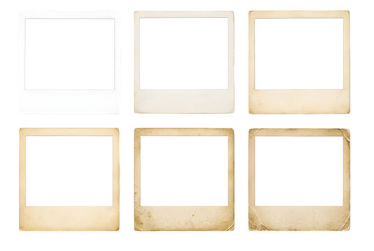 Vintage instant photo frames set isolated on transparent background