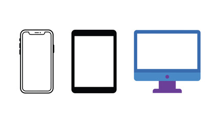Mobile devices and desktop computer icons Editable EPS © Mosammat