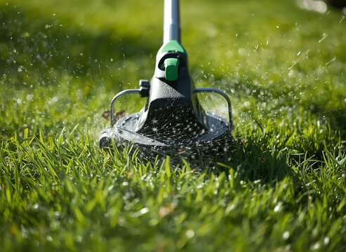 string trimmer cutting grass