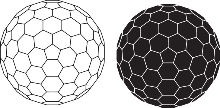 Honeycomb Hexagon Sphere Vector Illustration Isolated on White