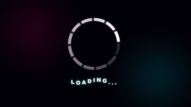 A circular progress indicator glows in the darkness to inform users that their requested software task or internet connection is currently processing information while they wait for completion