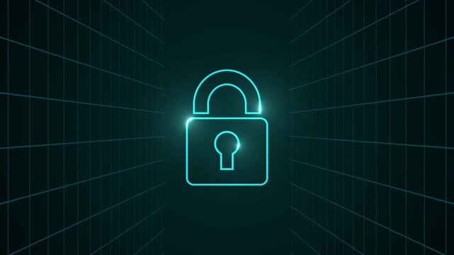 Cyber security technology concept Shield With Keyhole on circuit board personal data Video Animated Background