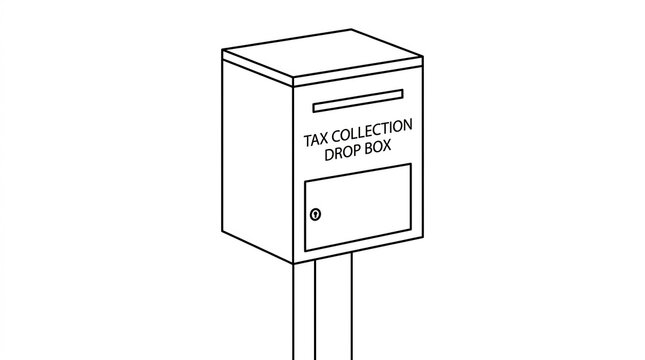 Tax collection drop box line drawing for financial payments