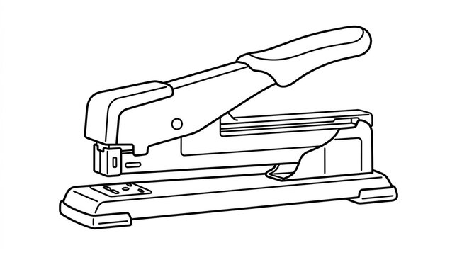 Office stapler line art drawing on white background