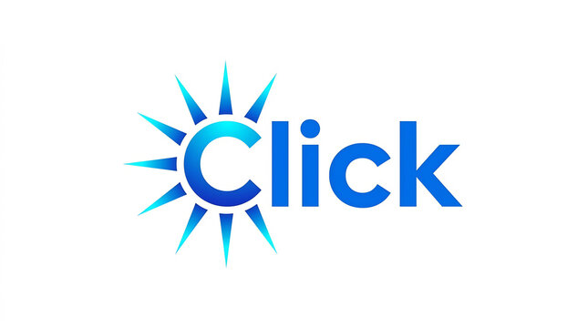 Click logo featuring blue gradient sunburst typography