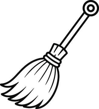 Halloween vector of a witch broom with a decorated ring handle