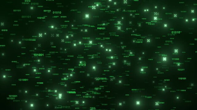 Digital Binary Matrix Code Number, Digital Binary Number Flying Through Animation