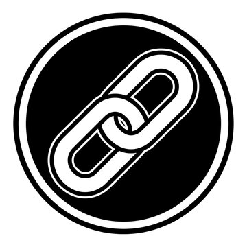 Interconnected chain links icon, hyperlink symbol, black and white vector illustration   