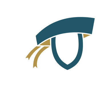 Shield and ribbon logo