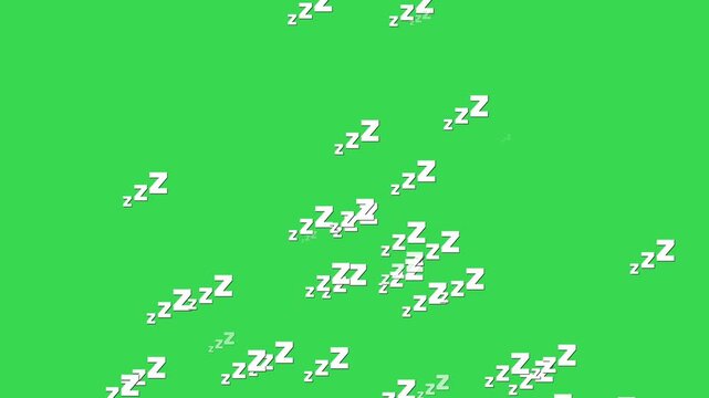 Animated 3D White ZZZ Sleeping and Snoring Comic Symbol on Green Screen