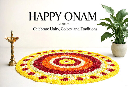 Colorful Rangoli Design Celebrating Onam Festival With Traditional Elements