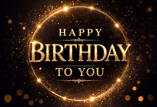 Elegant golden birthday celebration message with sparkling starry background design