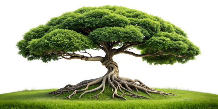 Plant Green Tree and Grass Patch Cutout Isolated on Transparent Background