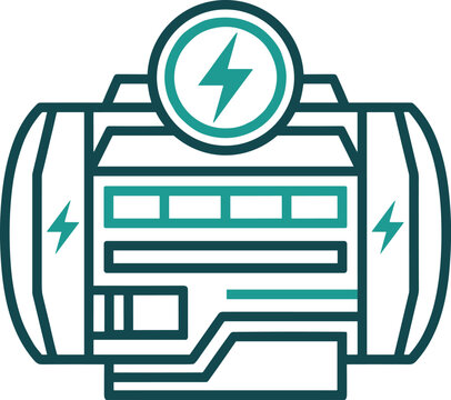 Electric motor vector icon representing industrial power generator clean energy technology and electric vehicle propulsion engineering system