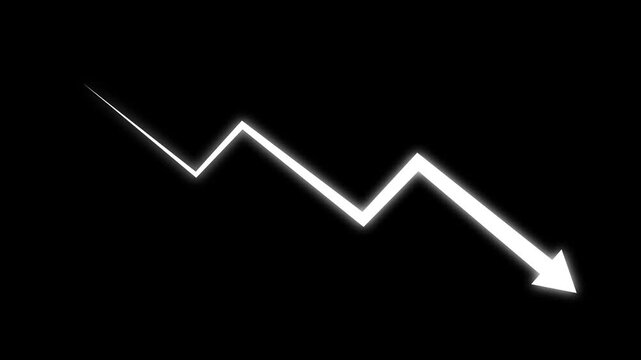 Business cost reduction and market dropdown chart icon , .arrow showing rising quality and decreasing cost. Visualize business performance optimization, 4k