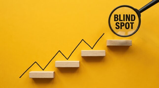Conceptual image of finding a blind spot in business growth