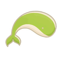 Green whale illustration isolated on transparent background © barun