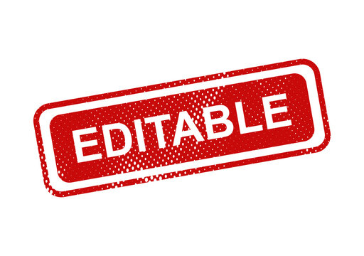 Red editable stamp with text label illustration