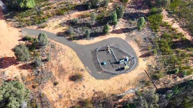 Aerial View of a Remote Natural Gas Well and Extraction Site
