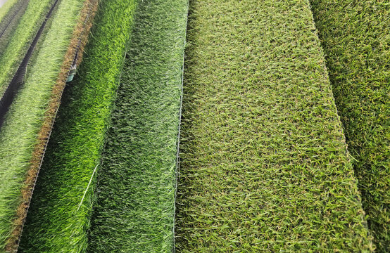 Different types of artificial grass displayed