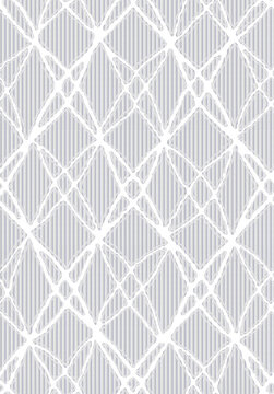Seamless sophisticated abstract texture with an intricate clean geometric diamond pattern featuring white lines on a purple grey pinstripe background