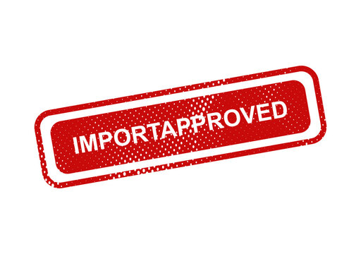Red import approved rubber stamp illustration