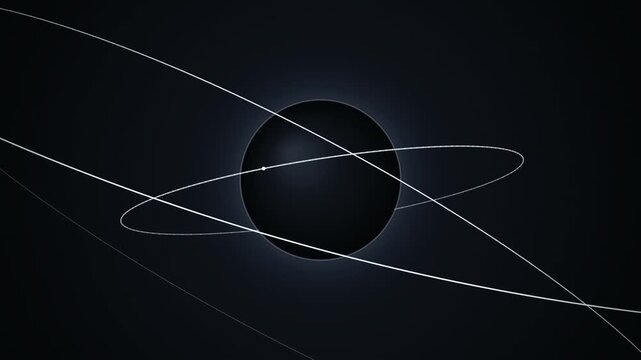 3D Quantum Gyroscopic Core with Precision Orbiting Rings in Dark Tech Space 4K Background
