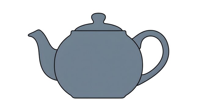 Classic blue teapot with a rounded body, curved handle, lid, and spout, presented as a simple cartoon illustration.