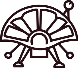 Stylized illustration of a robotic probe or lander with multiple legs and antenna © blu