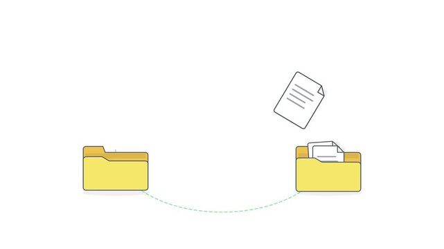 Data migration process showing file transfer between digital folders as an automated synchronization task