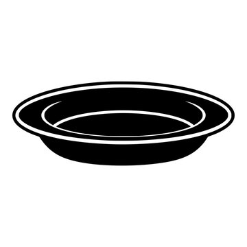 Empty Offering Plate with Wide Rim, Black Vector Silhouette