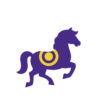 Purple horse with yellow saddle illustration
