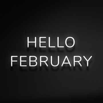 Glowing neon Hello February text