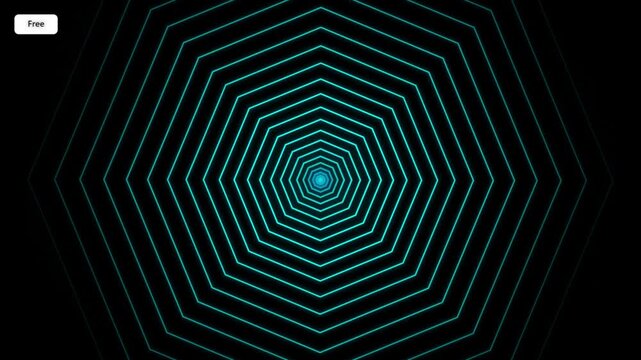 Concentric octagon shapes creating a tunnel light effect glowing blue abstract