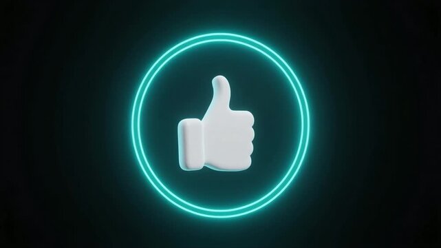 Thumbs up icon with glowing neon circle