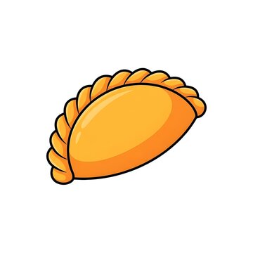 Delicious golden brown curry puff or empanada pastry illustration in cartoon vector style, isolated on white background.