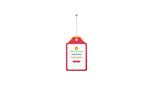 Red sale tag with percentage discount and floating golden coin showing financial savings concept