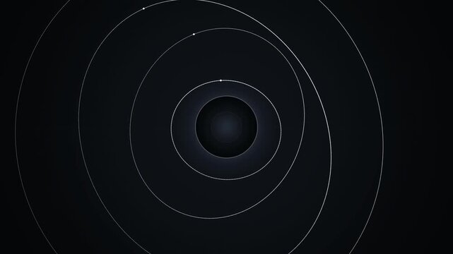 3D Quantum Gyroscopic Core with Precision Orbiting Rings in Dark Tech Space 4K Background
