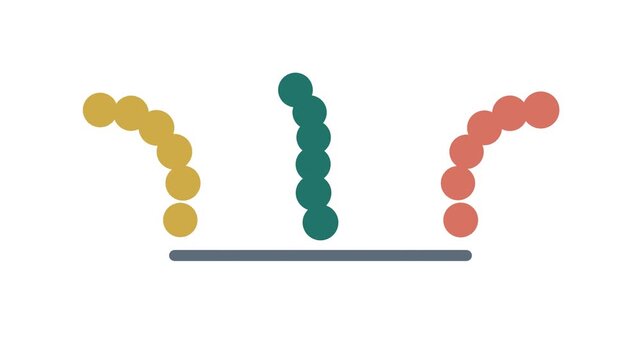 Minimalist Abstract Icon with Three Colorful Dotted Lines and Horizontal Bar